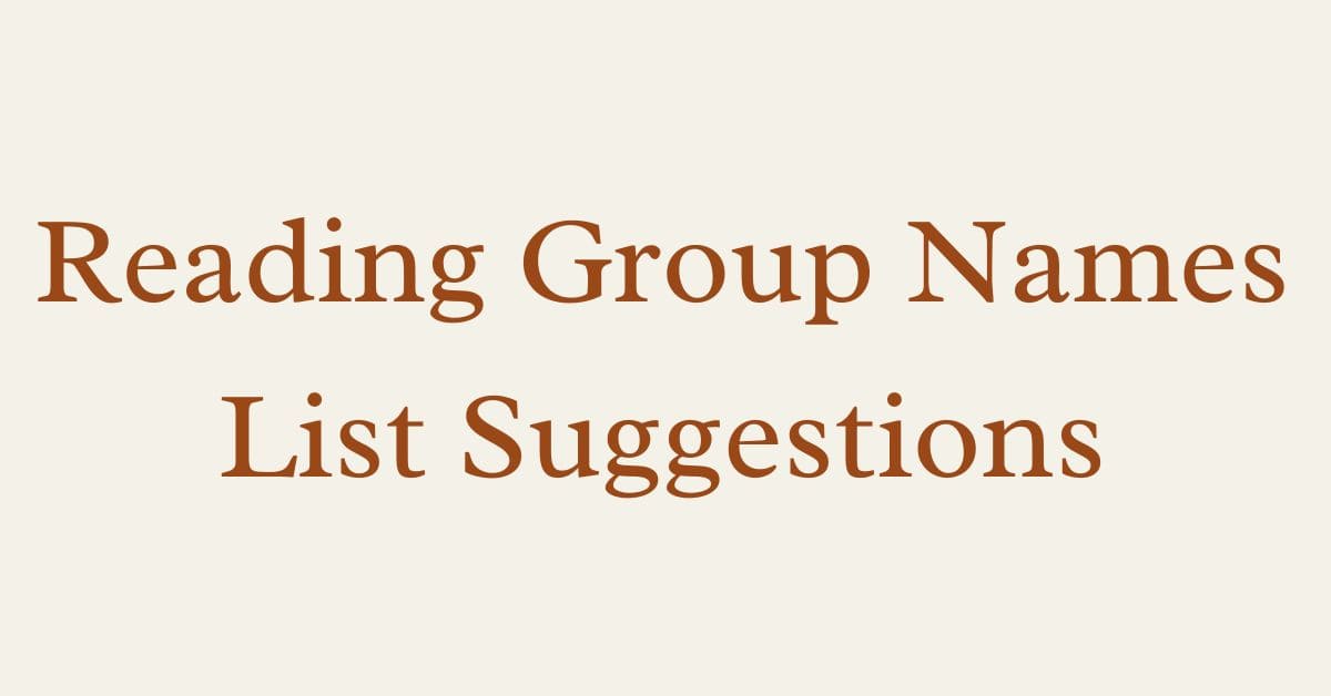 Reading Group Names List Suggestions