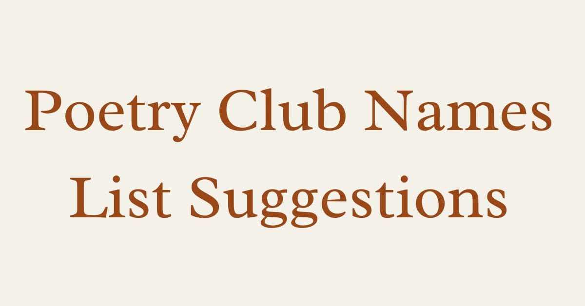 Poetry Club Names List Suggestions