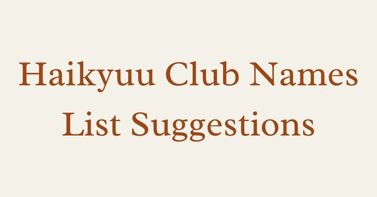 Haikyuu Team Names List Suggestions