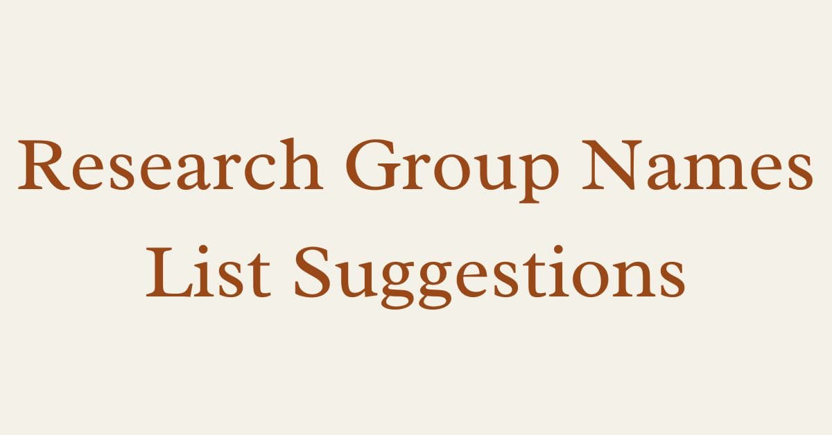 Research Group Names List Suggestions