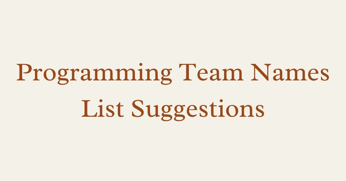 Programming Team Names List Suggestions