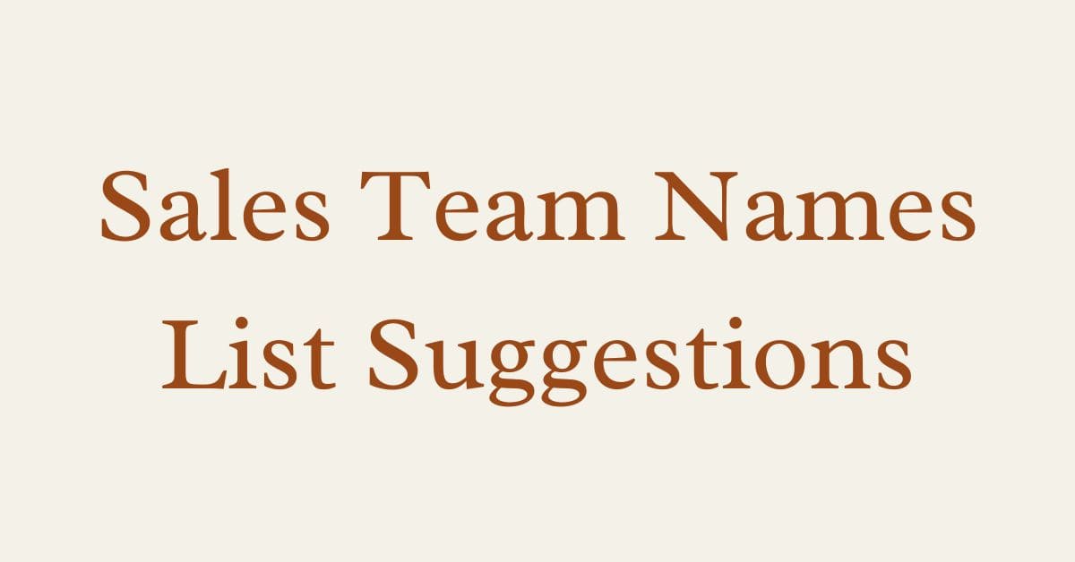 Sales Team Names List Suggestions